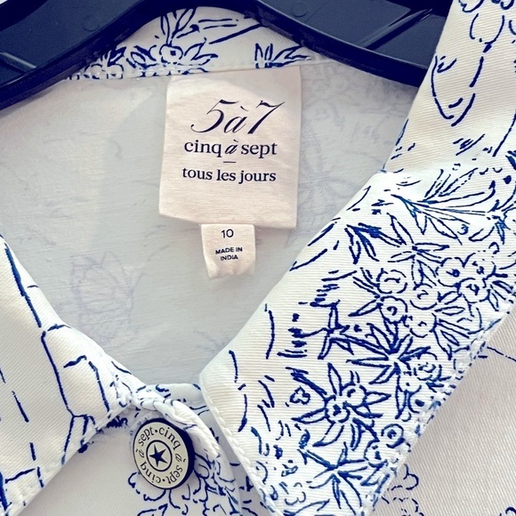 Cinq A Sept Garden Toile Scrunched Canyon Buttoned Jacket Size 10 NWOT - Picture 9 of 15